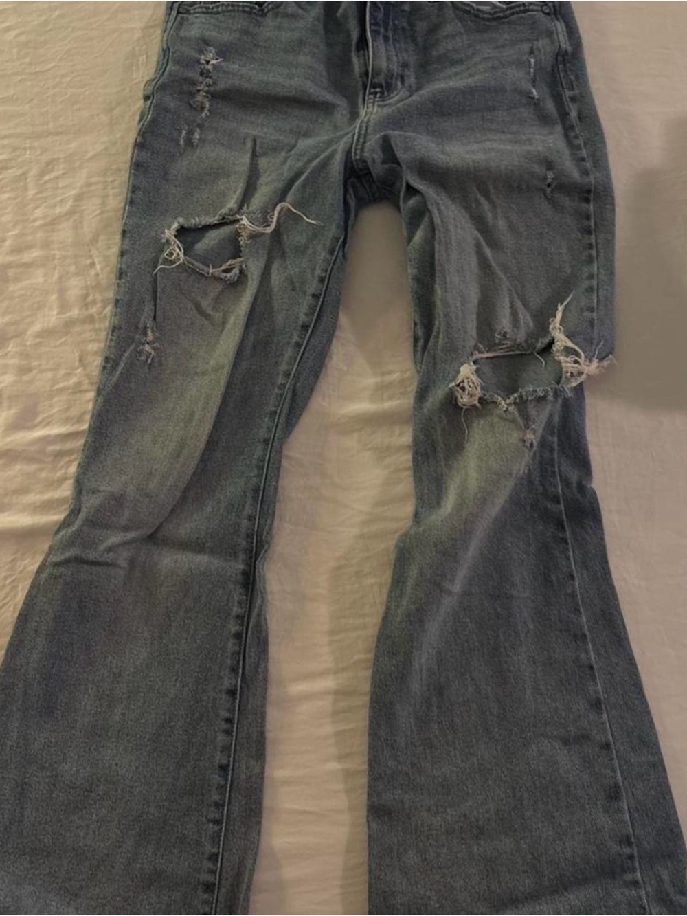 Altar'd State Distressed Flare Jeans in Dark Gray Wash